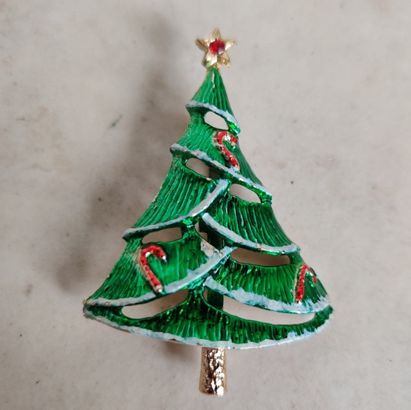 Vintage Christmas Tree Brooch Signed Beatrix - Picture 9 of 10